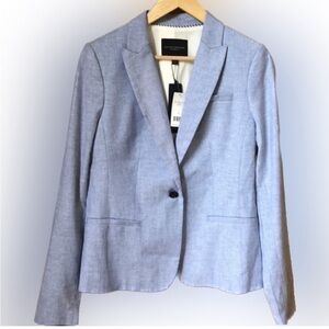 Banana republic fitted linen light blue blazer size 2 petite EUC